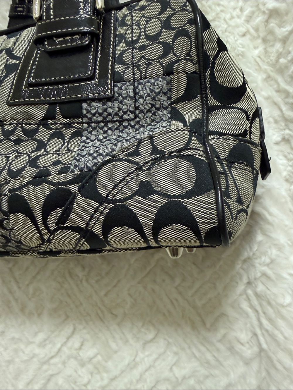 Coach Black and Gray Patchwork Shoulder Bag - Picture 10 of 12